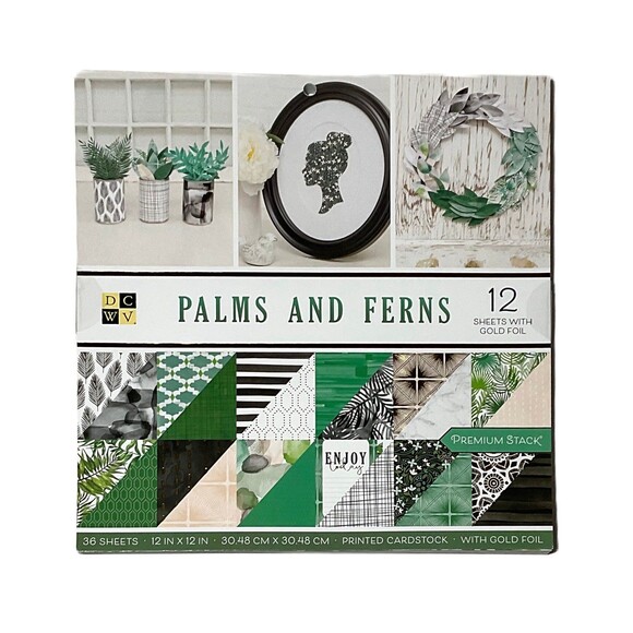 Arts & Craft-Card-stock Book “Palms And Ferns” with 12 sheets of Foil. - Picture 1 of 3